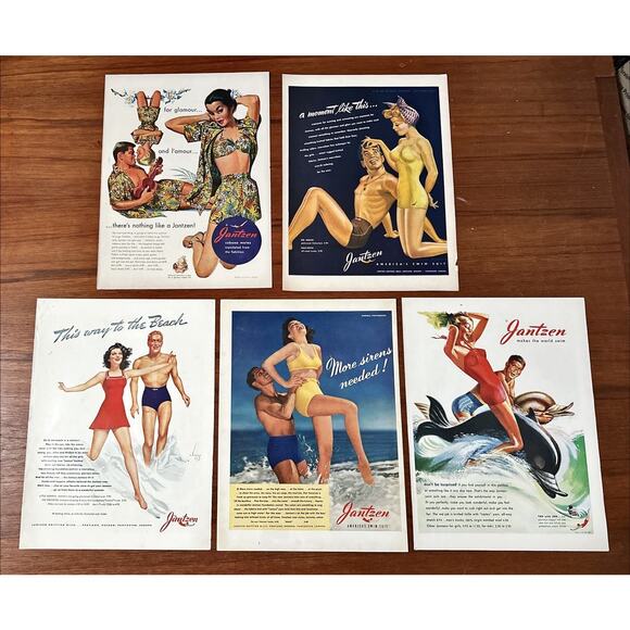 Lot of 5 Vintage 1941-51 Jantzen Women's Swimwear Print Ads - Picture 1 of 6